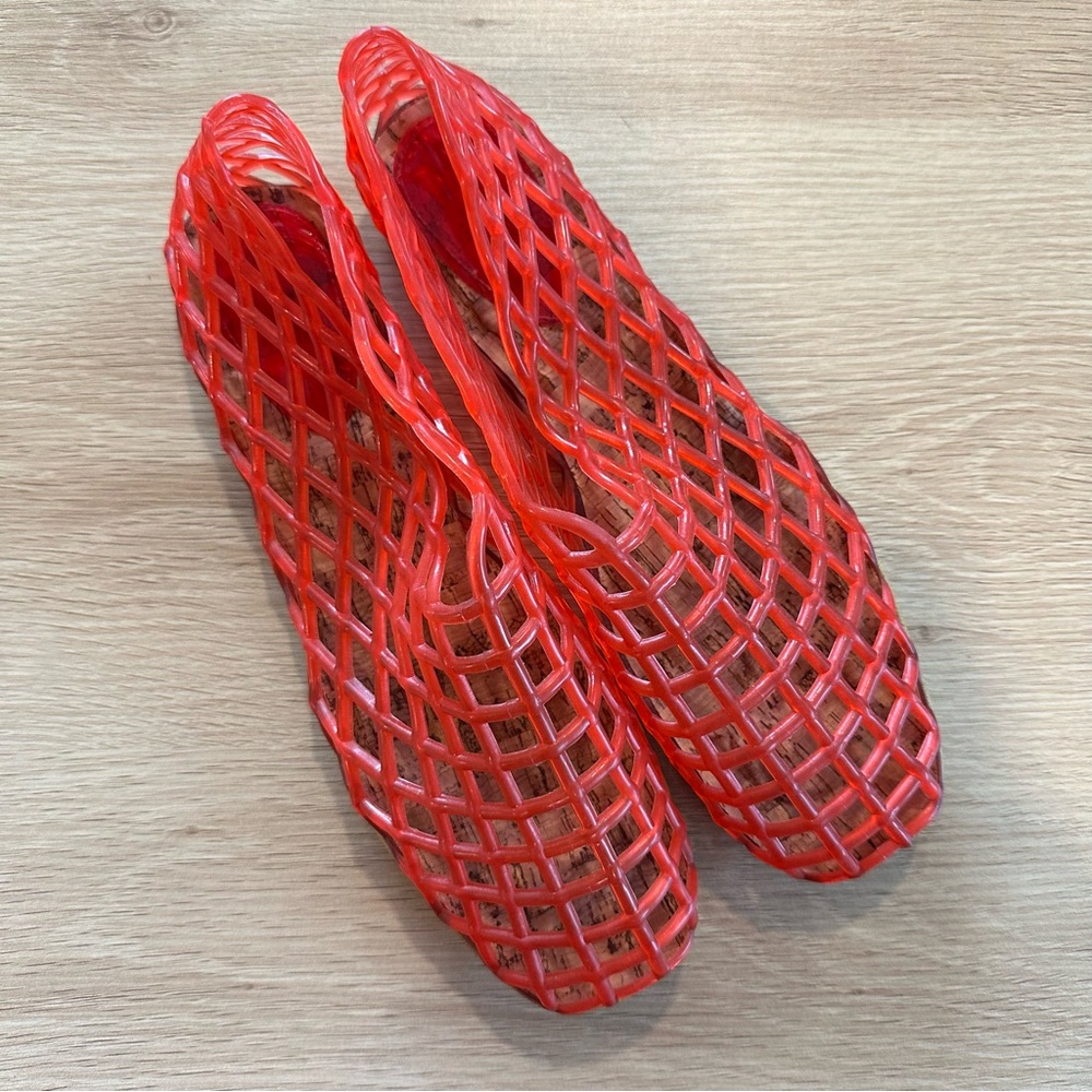 Tomato Red Jelly Flats - size 10.5